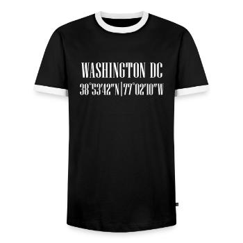 Coordonnées de la ville - T-shirt contrasté Homme - noir/blanc - Devant - AI Model Female 172 light (172cm) & AI Model Male 178 light (178cm)