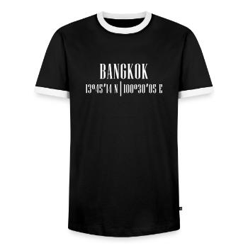 Coordonnées de la ville - T-shirt contrasté Homme - noir/blanc - Devant - AI Model Female 172 light (172cm) & AI Model Male 178 light (178cm)