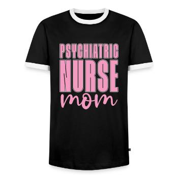 Maman infirmière - T-shirt contrasté Homme - noir/blanc - Devant - AI Model Female 172 light (172cm) & AI Model Male 178 light (178cm)