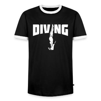 Turmspringen Turmspringer - Männer Kontrast-T-Shirt - Schwarz/Weiß - Vorne - AI Model Female 172 light (172cm) & AI Model Male 178 light (178cm)