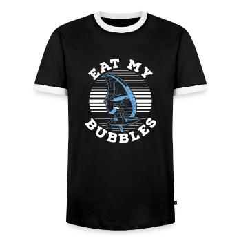 Windsurfing Windsurfer Eat my bubbles - Men's Ringer Shirt - black/white - Front - AI Model Female 172 light (172cm) & AI Model Male 178 light (178cm)