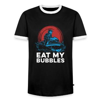 Jet Ski Eat My Bubbles - Men's Ringer Shirt - black/white - Front - AI Model Female 172 light (172cm) & AI Model Male 178 light (178cm)
