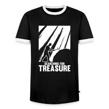 Prospectors Digging Treasure - Men's Ringer Shirt - black/white - Front - AI Model Female 172 light (172cm) & AI Model Male 178 light (178cm)