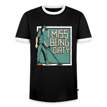 Prospectors Digging Treasure - Men's Ringer Shirt - black/white - Front - AI Model Female 172 light (172cm) & AI Model Male 178 light (178cm)