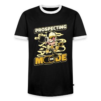 Prospectors Digging Treasure - Men's Ringer Shirt - black/white - Front - AI Model Female 172 light (172cm) & AI Model Male 178 light (178cm)