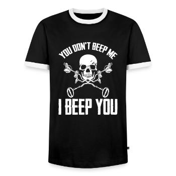 Prospectors Digging Treasure - Men's Ringer Shirt - black/white - Front - AI Model Female 172 light (172cm) & AI Model Male 178 light (178cm)