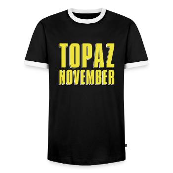 Prospectors Digging Treasure - Men's Ringer Shirt - black/white - Front - AI Model Female 172 light (172cm) & AI Model Male 178 light (178cm)