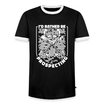 Prospectors Digging Treasure - Men's Ringer Shirt - black/white - Front - AI Model Female 172 light (172cm) & AI Model Male 178 light (178cm)