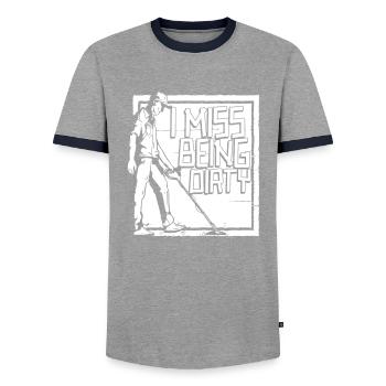 Prospectors Digging Treasure - Men's Ringer Shirt - grey/navy  - Front - AI Model Female 172 light (172cm) & AI Model Male 178 light (178cm)