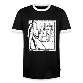 Prospectors Digging Treasure - Men's Ringer Shirt - black/white - Front - AI Model Female 172 light (172cm) & AI Model Male 178 light (178cm)