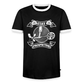 Prospectors Digging Treasure - Men's Ringer Shirt - black/white - Front - AI Model Female 172 light (172cm) & AI Model Male 178 light (178cm)