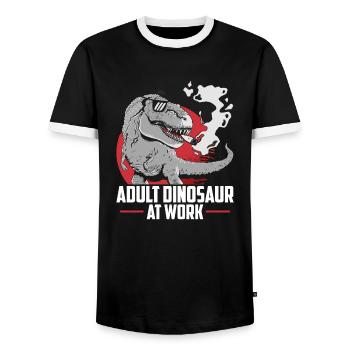 Dinosaurier Erwachsener Dinosaurier - Männer Kontrast-T-Shirt - Schwarz/Weiß - Vorne - AI Model Female 172 light (172cm) & AI Model Male 178 light (178cm)