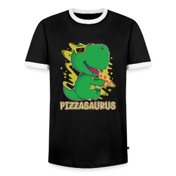 Dinosaurier Erwachsener Dinosaurier - Männer Kontrast-T-Shirt - Schwarz/Weiß - Vorne - AI Model Female 172 light (172cm) & AI Model Male 178 light (178cm)