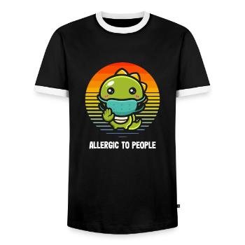 Dinosaurier Erwachsener Dinosaurier - Männer Kontrast-T-Shirt - Schwarz/Weiß - Vorne - AI Model Female 172 light (172cm) & AI Model Male 178 light (178cm)