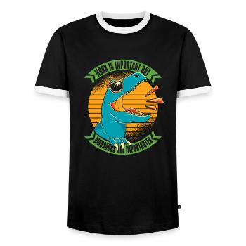Dinosaurier Erwachsener Dinosaurier - Männer Kontrast-T-Shirt - Schwarz/Weiß - Vorne - AI Model Female 172 light (172cm) & AI Model Male 178 light (178cm)