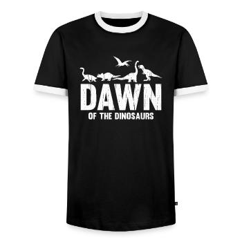 Dinosaurier Erwachsener Dinosaurier - Männer Kontrast-T-Shirt - Schwarz/Weiß - Vorne - AI Model Female 172 light (172cm) & AI Model Male 178 light (178cm)