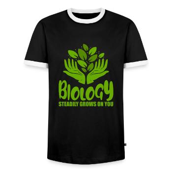 Biology Biologist Children Biology - Men's Ringer Shirt - black/white - Front - AI Model Female 172 light (172cm) & AI Model Male 178 light (178cm)
