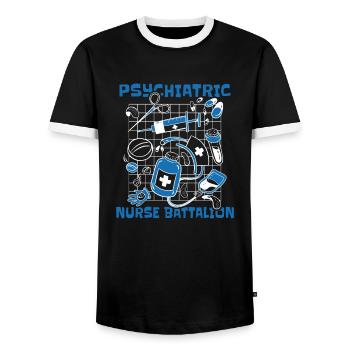 Krankenschwester - Männer Kontrast-T-Shirt - Schwarz/Weiß - Vorne - AI Model Female 172 light (172cm) & AI Model Male 178 light (178cm)