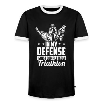 Triathlon Triathlete Cold - Men's Ringer Shirt - black/white - Front - AI Model Female 172 light (172cm) & AI Model Male 178 light (178cm)
