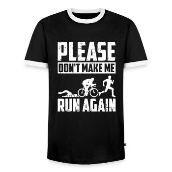 Triathlon Triathlete Lustig - Men's Ringer Shirt - black/white - Front - AI Model Female 172 light (172cm) & AI Model Male 178 light (178cm)