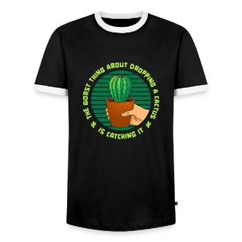 Jardin de cactus - T-shirt contrasté Homme - noir/blanc - Devant - AI Model Female 172 light (172cm) & AI Model Male 178 light (178cm)
