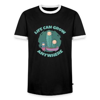 Jardin de cactus - T-shirt contrasté Homme - noir/blanc - Devant - AI Model Female 172 light (172cm) & AI Model Male 178 light (178cm)