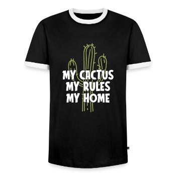 Cactus Garden Cactus - Men's Ringer Shirt - black/white - Front - AI Model Female 172 light (172cm) & AI Model Male 178 light (178cm)