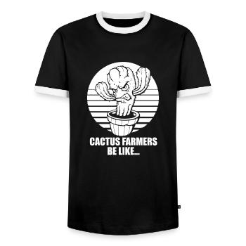 Jardin de cactus - T-shirt contrasté Homme - noir/blanc - Devant - AI Model Female 172 light (172cm) & AI Model Male 178 light (178cm)