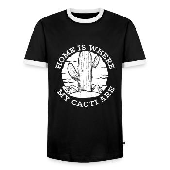 Cactus Garden Cactus - Men's Ringer Shirt - black/white - Front - AI Model Female 172 light (172cm) & AI Model Male 178 light (178cm)