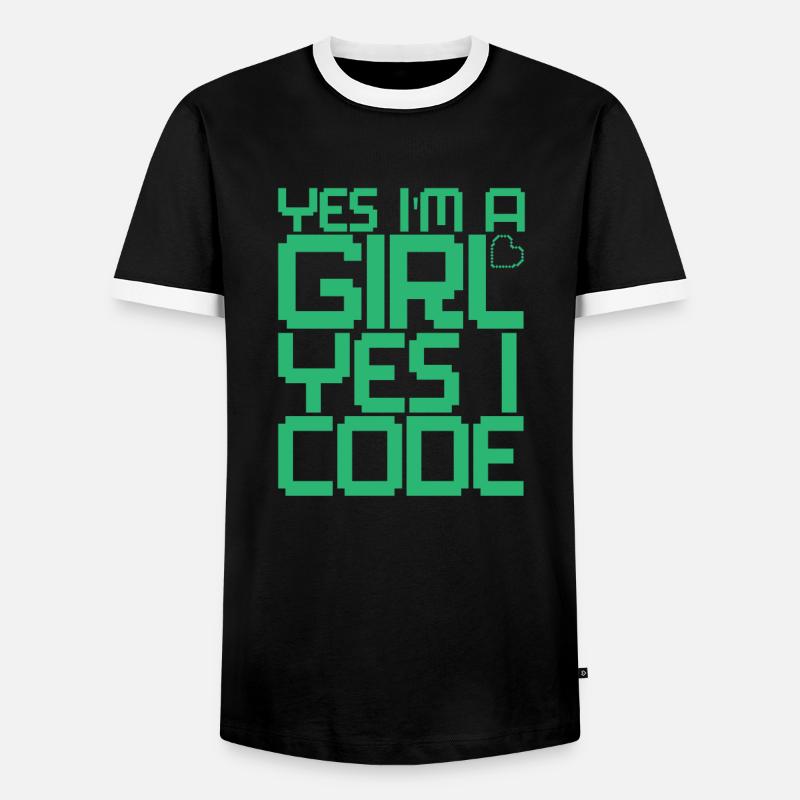 Developer Coder Programmer Girl - Men's Ringer Shirt - black/white