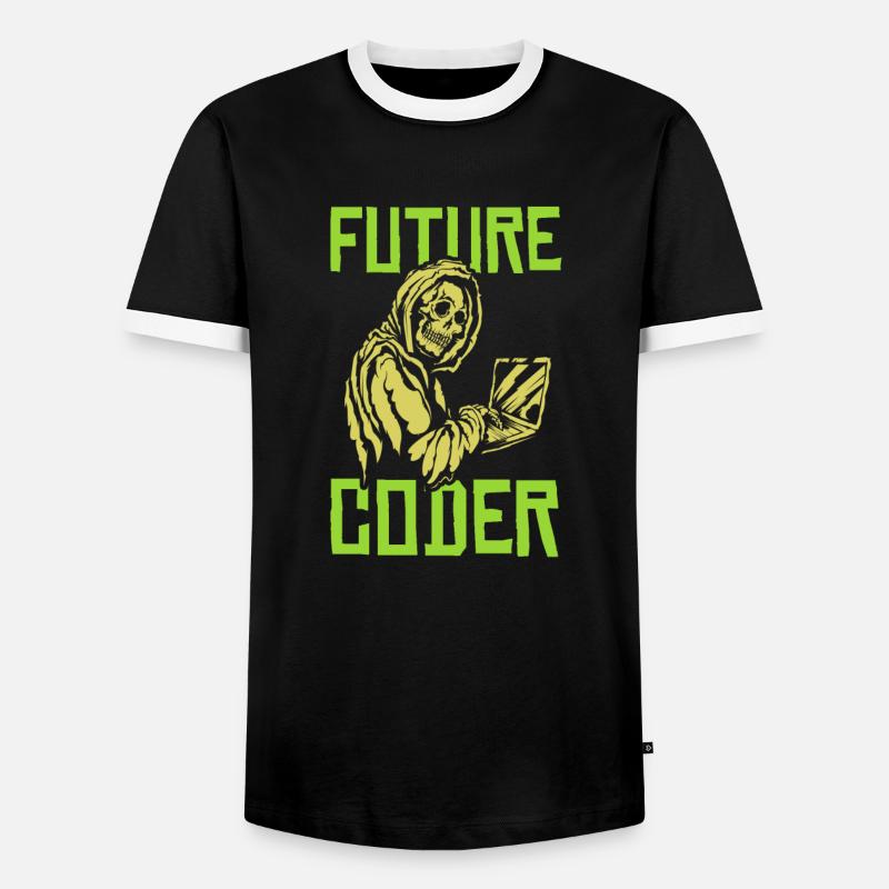 Developer Coder Programmer Skull - Men's Ringer Shirt - black/white