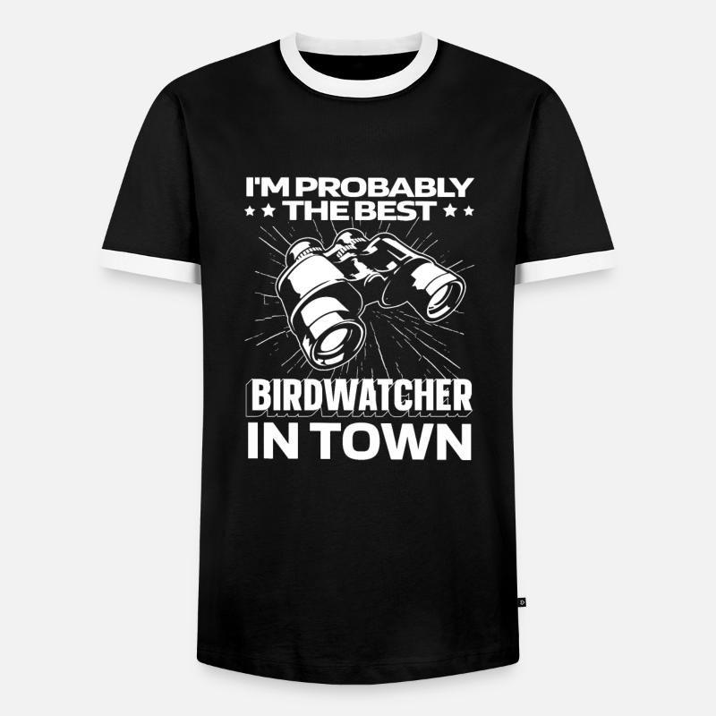 Birdwatcher Binoculars - Men's Ringer Shirt - black/white