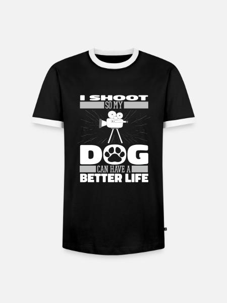 Kameramann Hund - Männer Kontrast-T-Shirt - Schwarz/Weiß