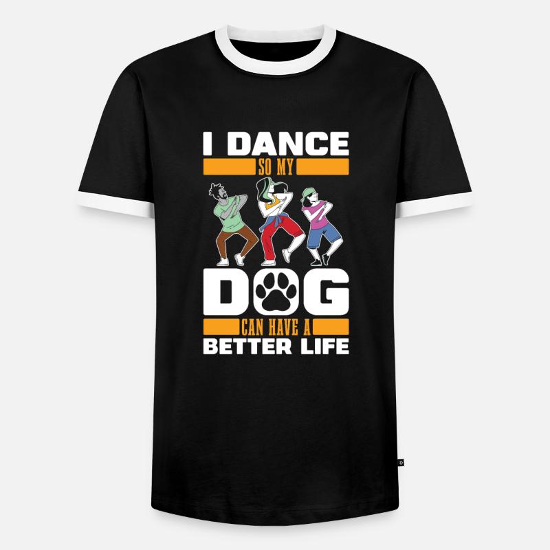 Dancing Dancer Dog - Men's Ringer Shirt - black/white