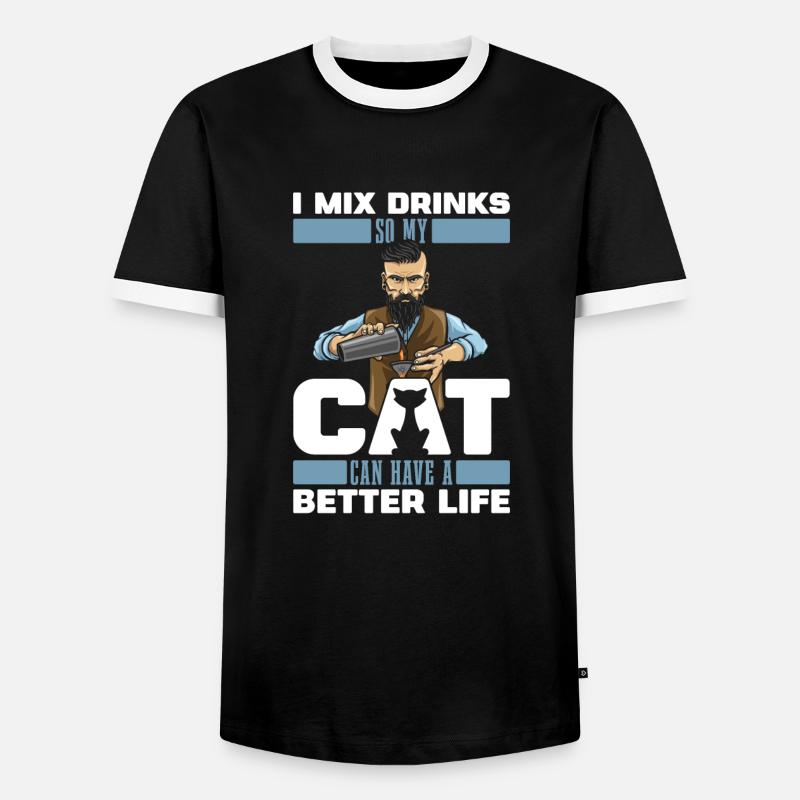 Barkeeper Bartender Katze - Männer Kontrast-T-Shirt - Schwarz/Weiß