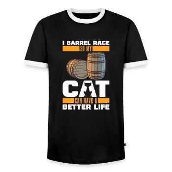 Barrel Racing Western Riding Barrel Racing Cat - T-shirt contrasté Homme - noir/blanc - Devant - AI Model Female 172 light (172cm) & AI Model Male 178 light (178cm)