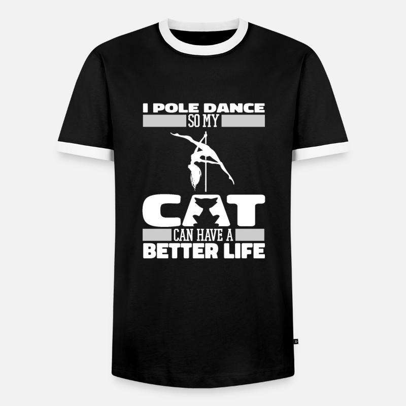 Pole Dancing Cat - Men's Ringer Shirt - black/white