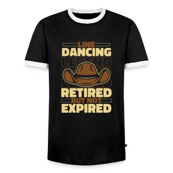 Line Dancing in retirement - Men's Ringer Shirt - black/white - Front - AI Model Female 172 light (172cm) & AI Model Male 178 light (178cm)