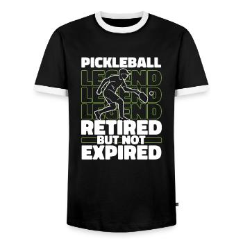 Pickleball pensioners - Men's Ringer Shirt - black/white - Front - AI Model Female 172 light (172cm) & AI Model Male 178 light (178cm)