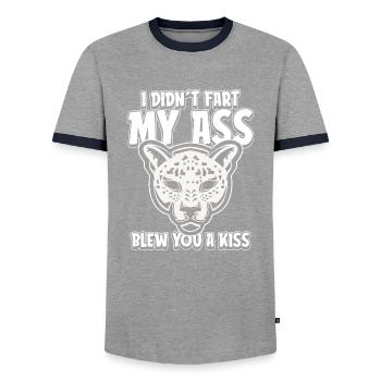 Jaguar Fun I Didnt Fart My Butt Blew You A Kiss - Men's Ringer Shirt - grey/navy  - Front - AI Model Female 172 light (172cm) & AI Model Male 178 light (178cm)
