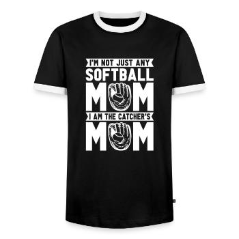 Softball Mom - Men's Ringer Shirt - black/white - Front - AI Model Female 172 light (172cm) & AI Model Male 178 light (178cm)