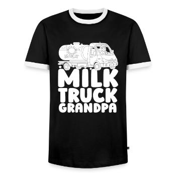 Camion de lait de vache Grandpa Milk - T-shirt contrasté Homme - noir/blanc - Devant - AI Model Female 172 light (172cm) & AI Model Male 178 light (178cm)