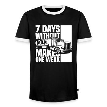 Cow Milk Funny Milk Wagon - Men's Ringer Shirt - black/white - Front - AI Model Female 172 light (172cm) & AI Model Male 178 light (178cm)