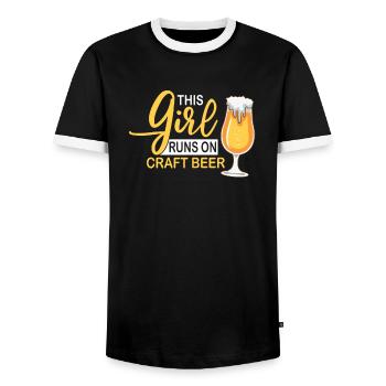 Bière artisanale Bière artisanale Bière fille - T-shirt contrasté Homme - noir/blanc - Devant - AI Model Female 172 light (172cm) & AI Model Male 178 light (178cm)