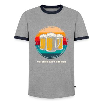 Craft Beer Bier Craftbier - Men's Ringer Shirt - grey/navy  - Front - AI Model Female 172 light (172cm) & AI Model Male 178 light (178cm)