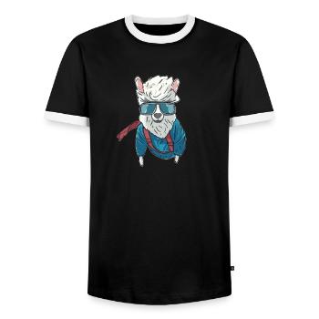 Parachutisme intérieur Indoor Fallschirmspringen - T-shirt contrasté Homme - noir/blanc - Devant - AI Model Female 172 light (172cm) & AI Model Male 178 light (178cm)
