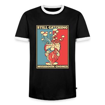 Cueilleurs de champignons Champignons Gnome Nain de champignons - T-shirt contrasté Homme - noir/blanc - Devant - AI Model Female 172 light (172cm) & AI Model Male 178 light (178cm)