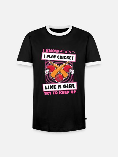 Cricket Mädchen - Männer Kontrast-T-Shirt - Schwarz/Weiß