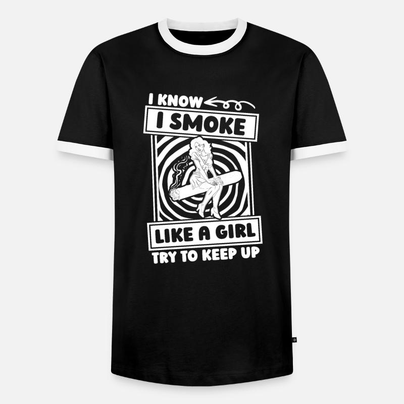 Zigarre Mädchen - Männer Kontrast-T-Shirt - Schwarz/Weiß