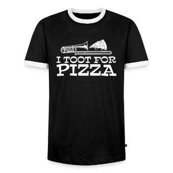 fanfare trombone pizza fanfare trombone - T-shirt contrasté Homme - noir/blanc - Devant - AI Model Female 172 light (172cm) & AI Model Male 178 light (178cm)